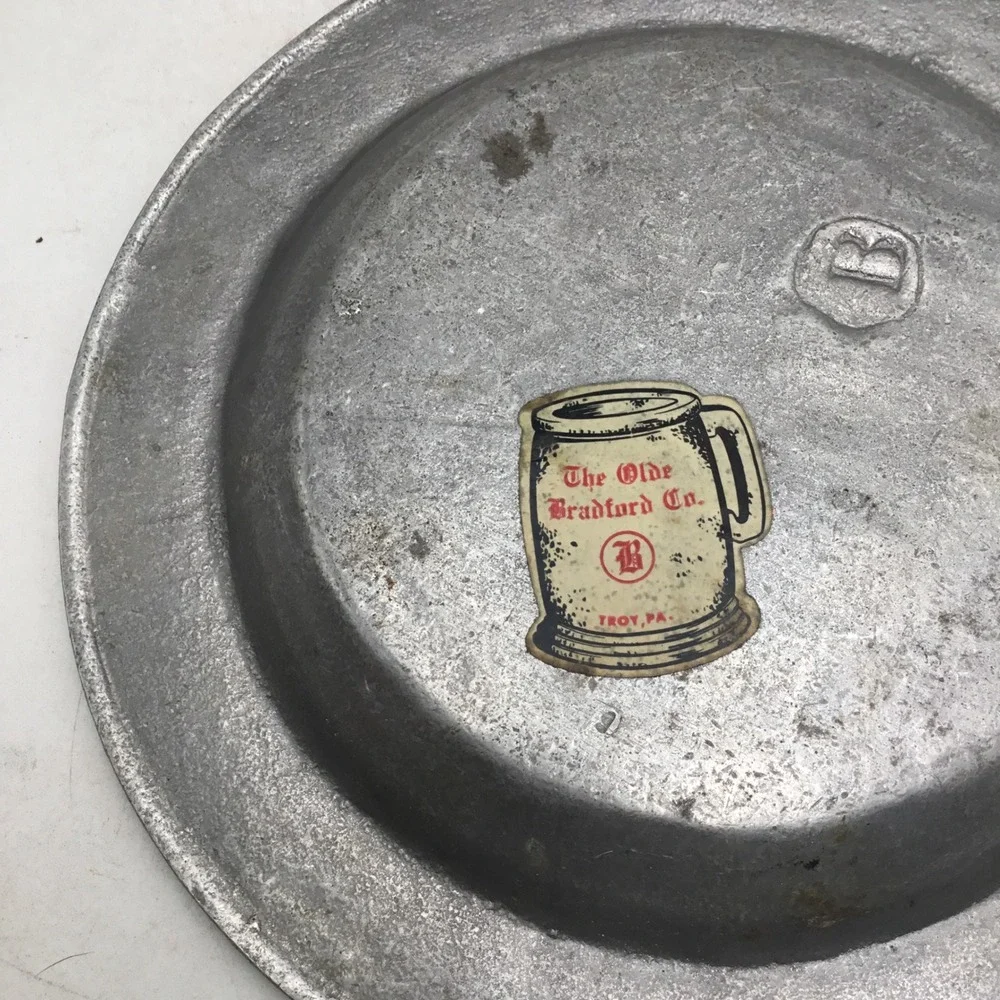 Olde Bradford Co Pewter Health Love Wealth Time to Enjoy Them Plate Troy PA 9
